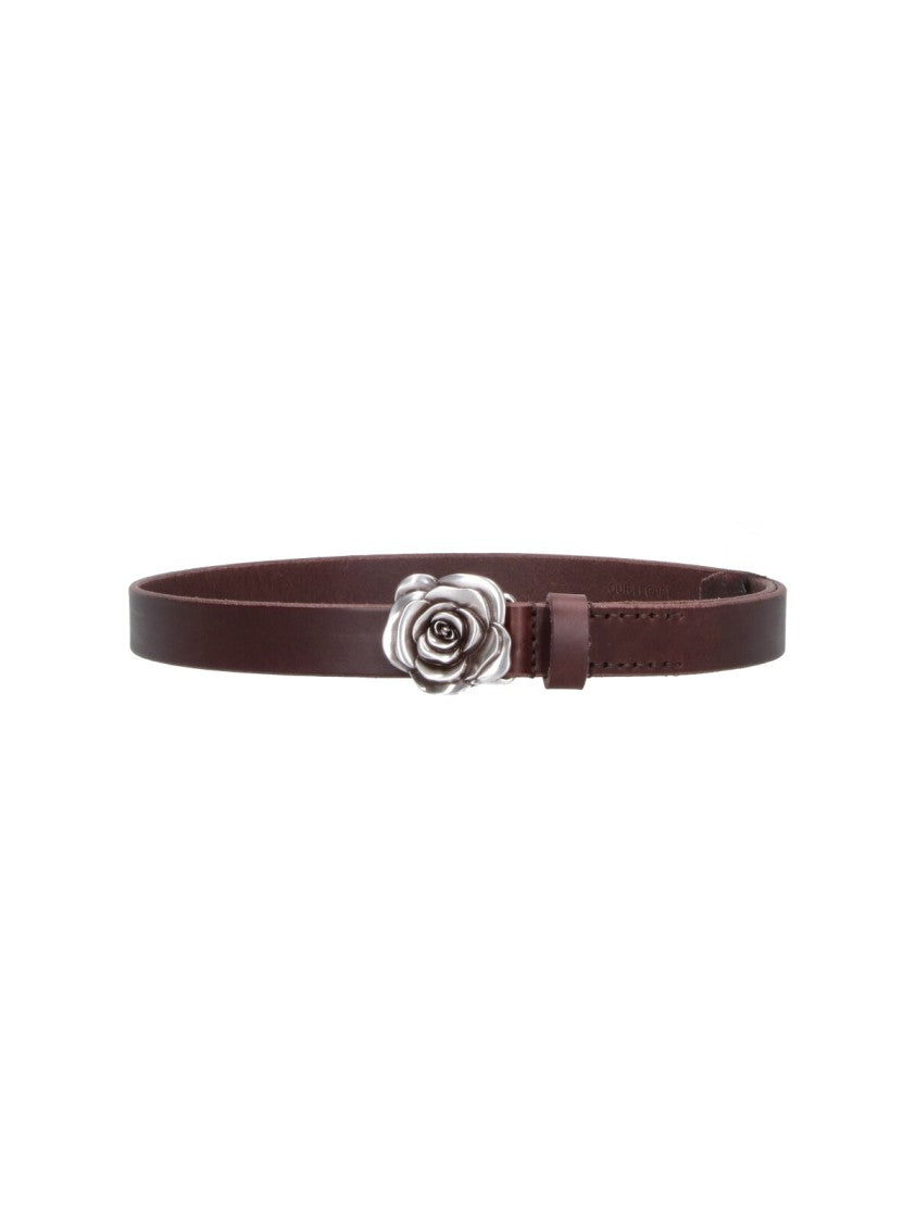 Our Legacy Brown Rose Silver Buckle Leather Belt
