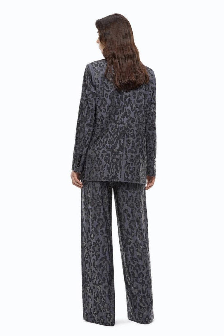 Pinko Grey Polyester-Viscose Blend Leopard-Print Trousers