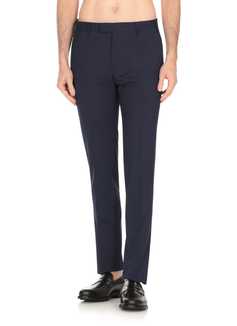 Pt Torino Blue Wool Trousers