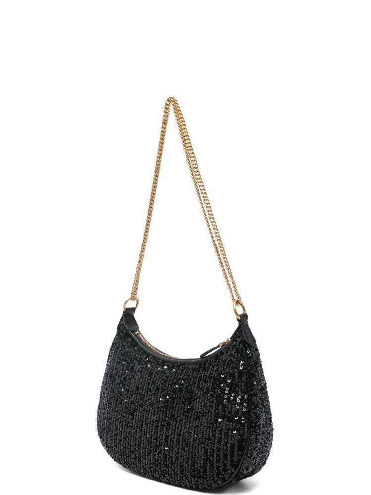 Pinko Crescent-Shaped Mini Shoulder Bag With Sequined Finish