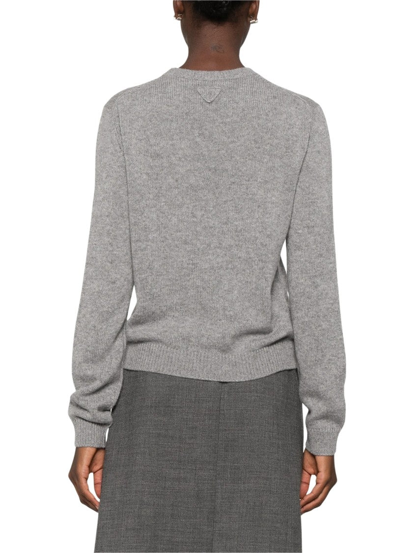 Prada Knit Sweater With Detachable Floral Beaded Collar