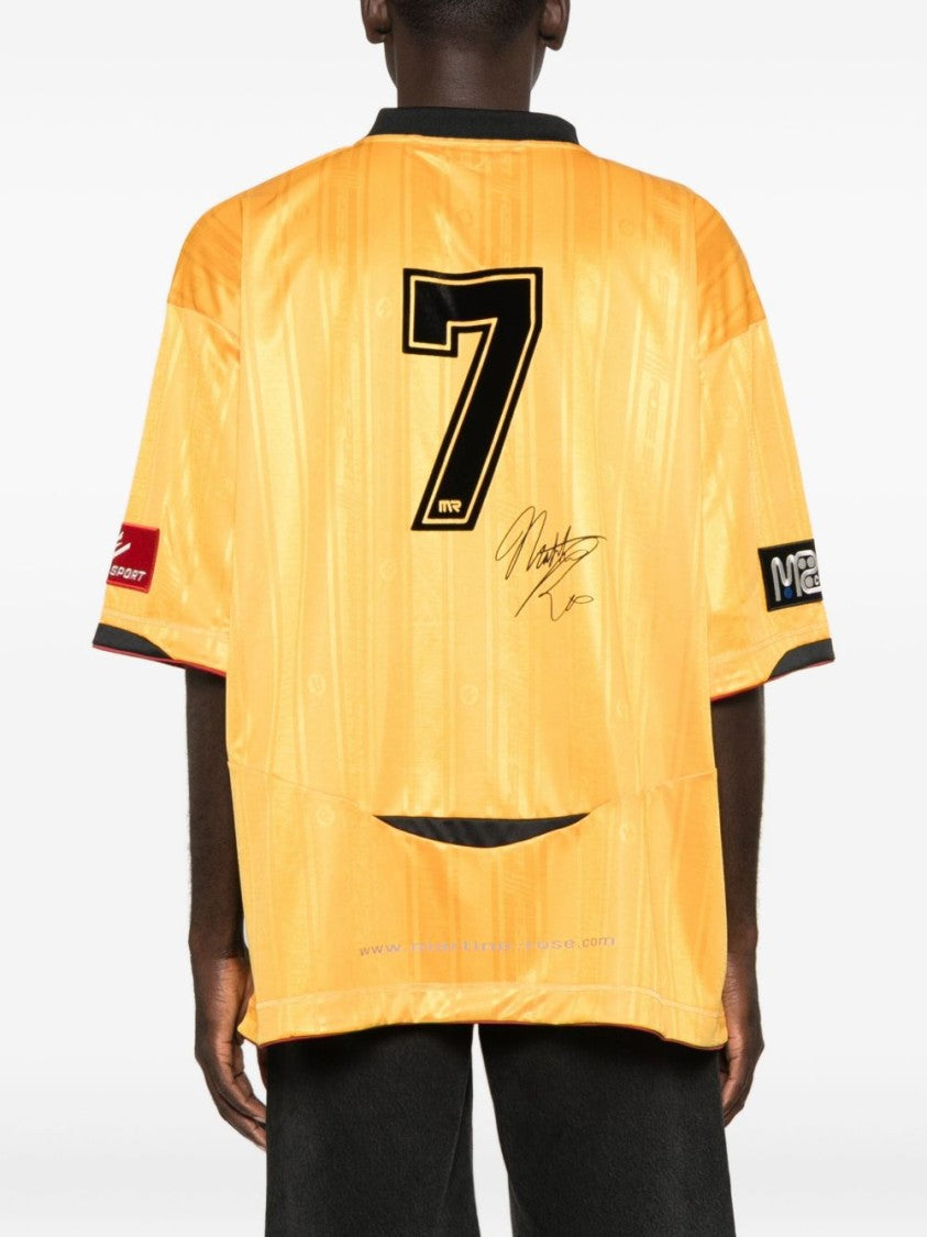 Martine Rose Football-Inspired V-Neck T-Shirt With Logo Accents