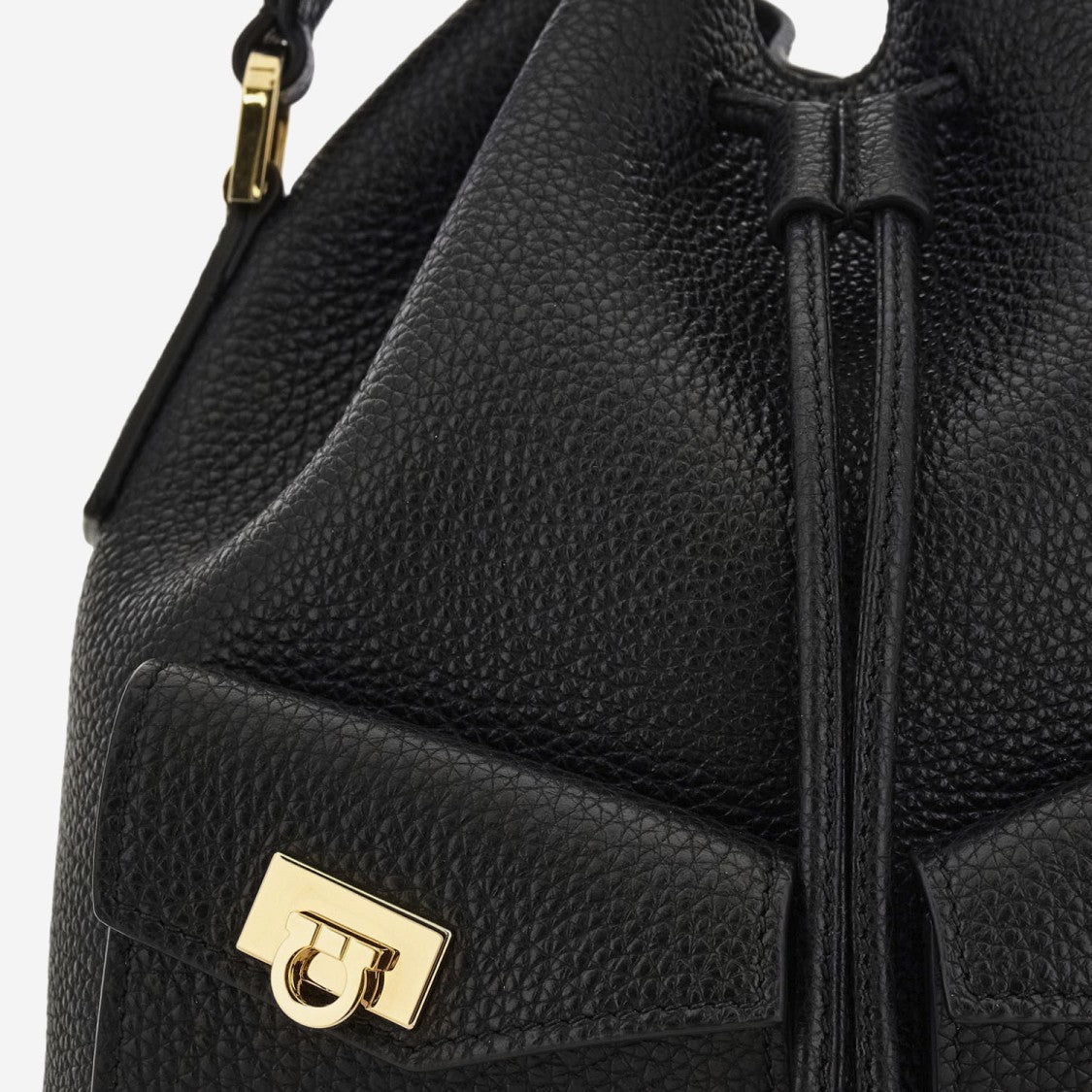Salvatore Ferragamo Grained Leather Bucket Bag