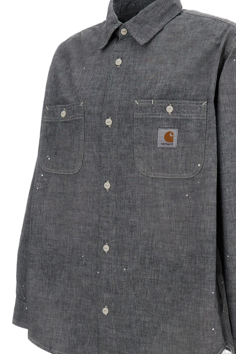 Carhartt Wip Black Winston Cotton Chambray Shirt