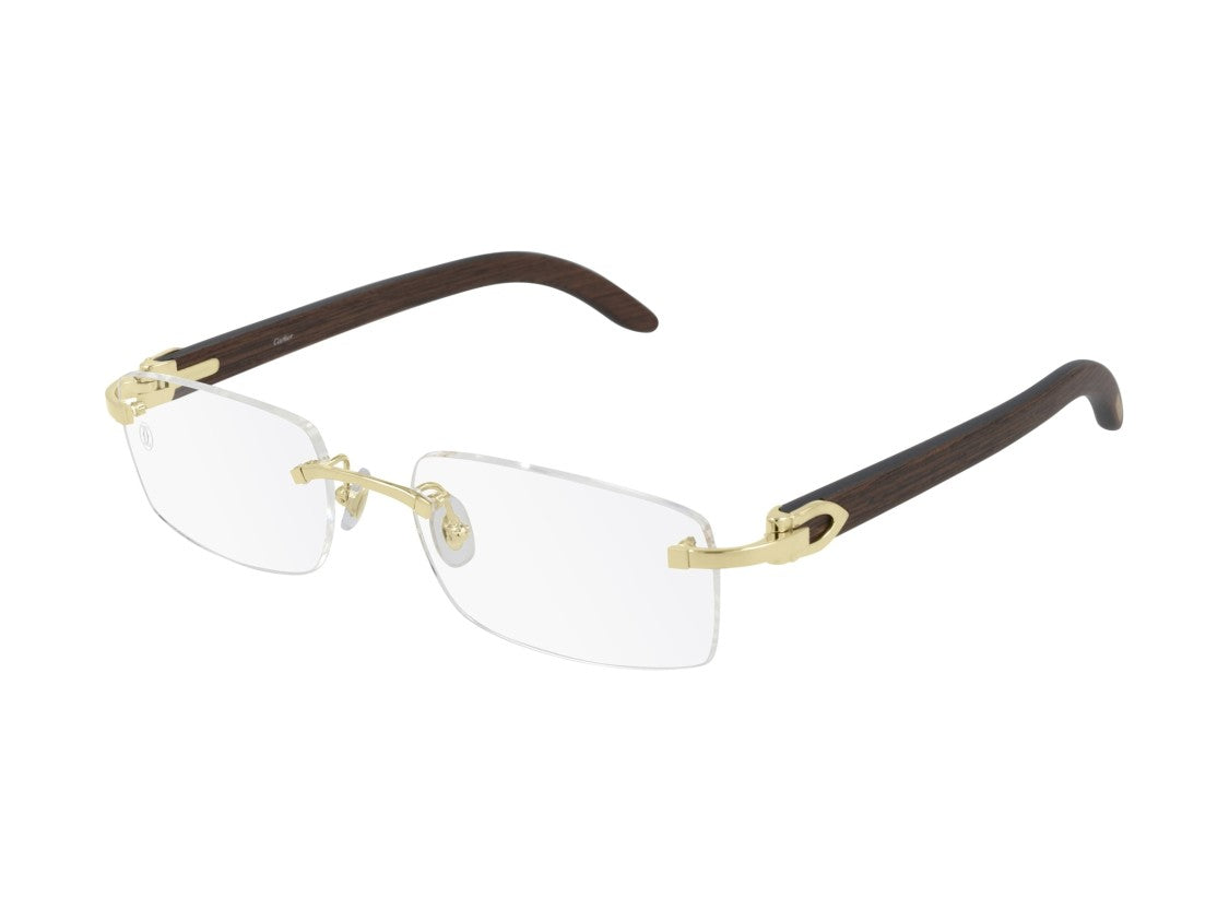 Cartier Gold Ct0052o Rimless Wood Rectangular Eyeglasses