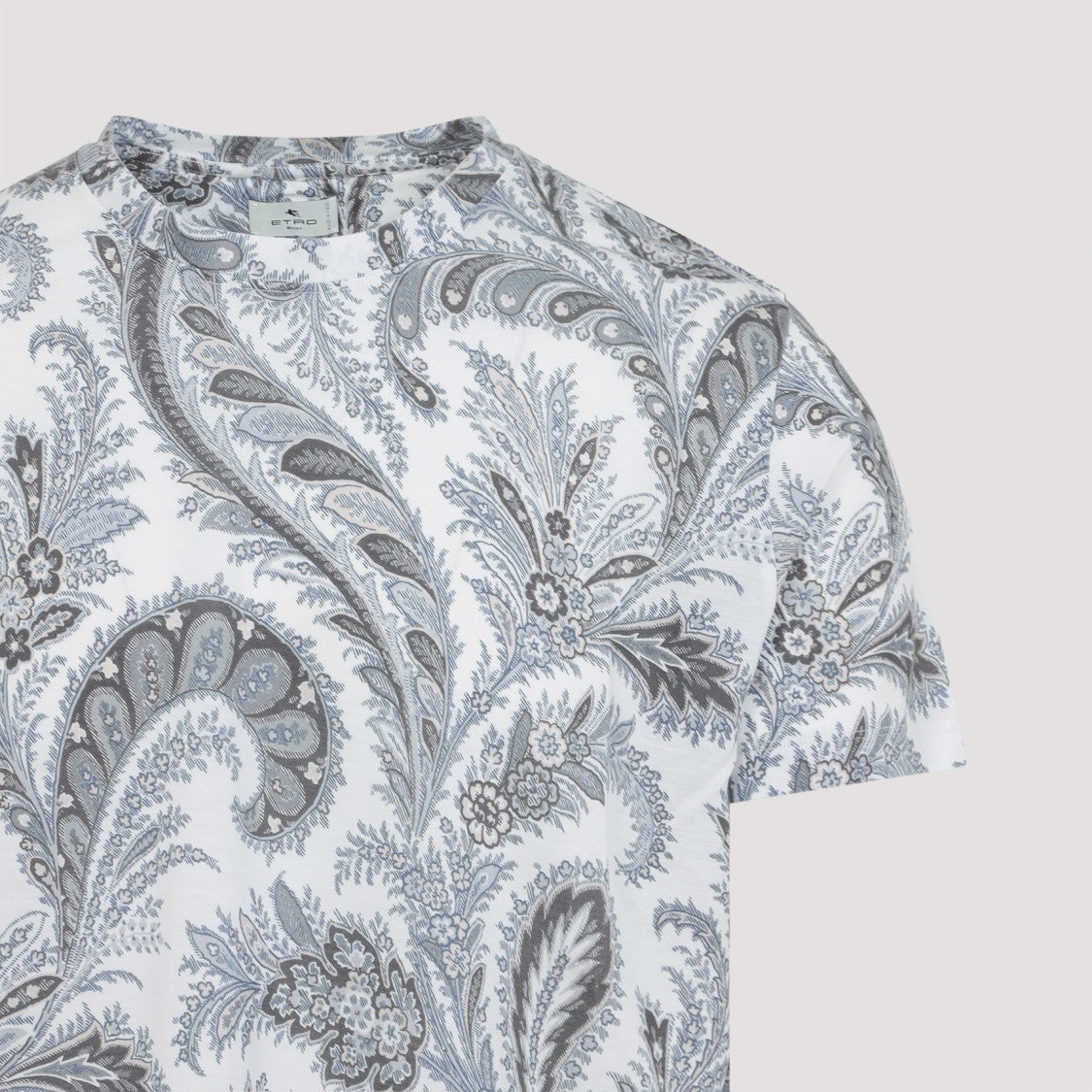 Etro Paisley Pattern Grey T-Shirt In Soft Cotton