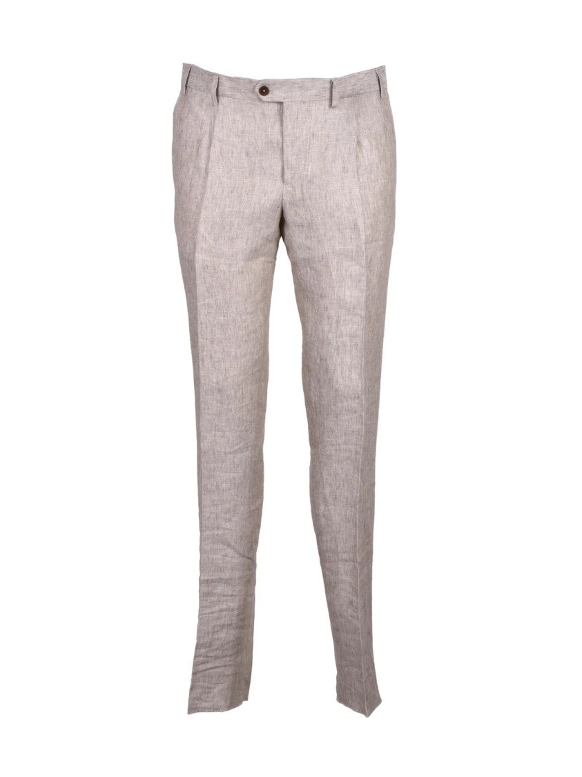 Fugato Beige Linen Men Suit