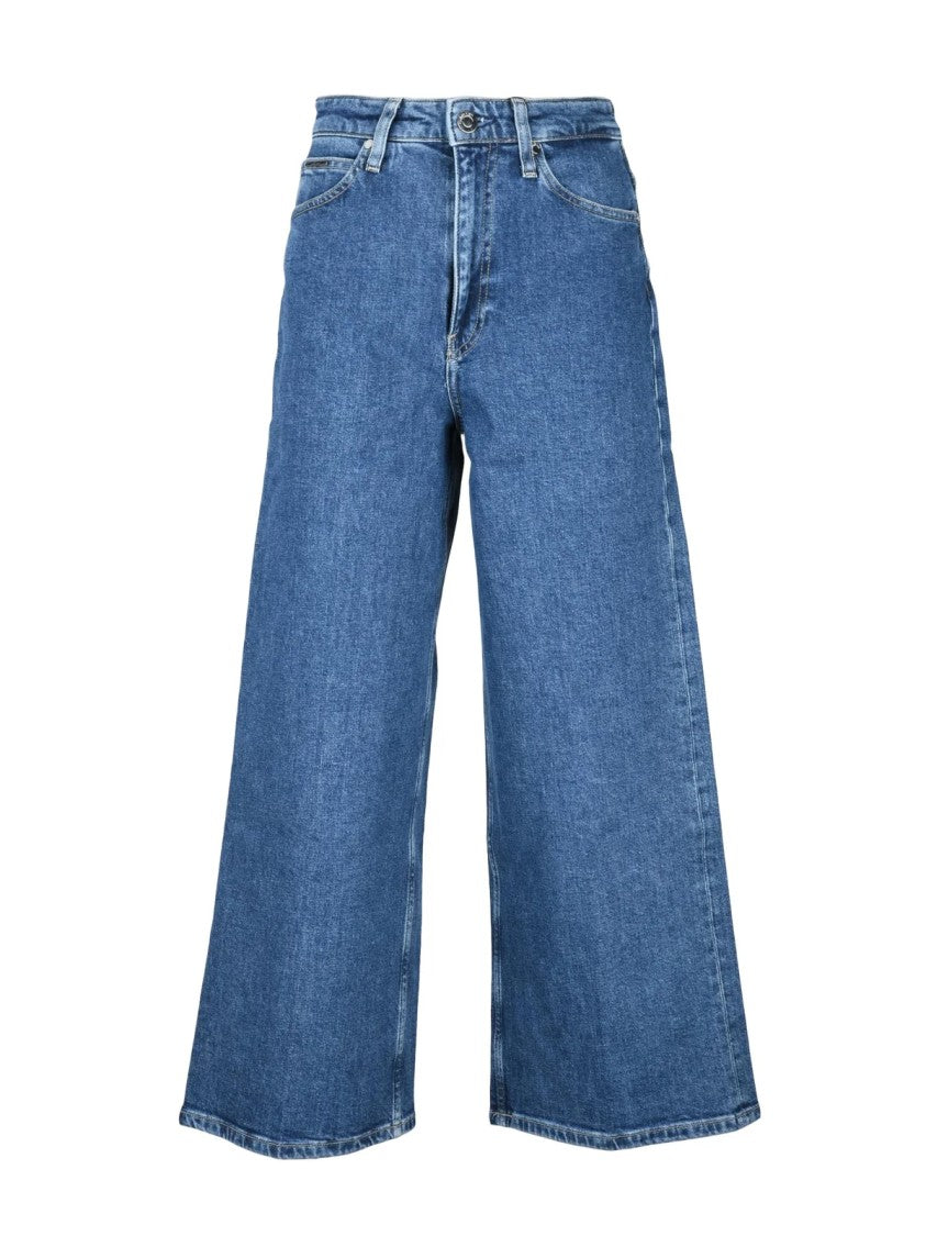 Calvin Klein Blue High-Rise Wide-Leg Jeans