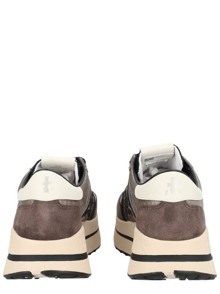 Premiata Grey Suede Smooth Leather Sneakers