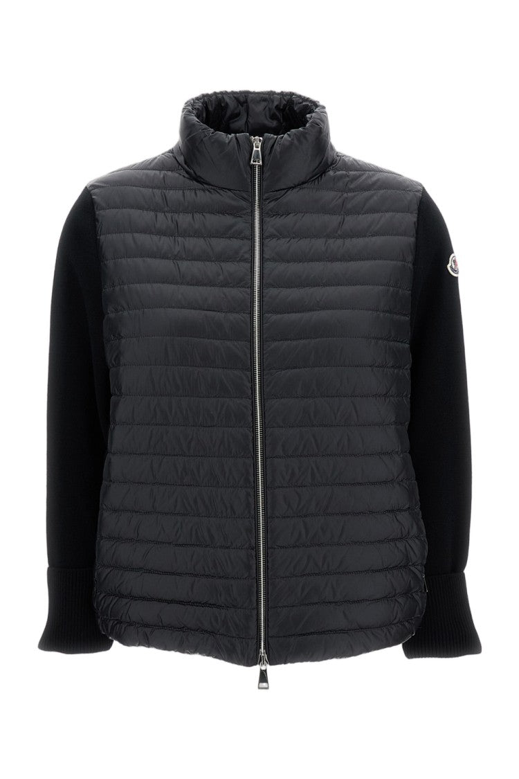 Moncler Black Hybrid Padded Front Knit Sleeve Cardigan