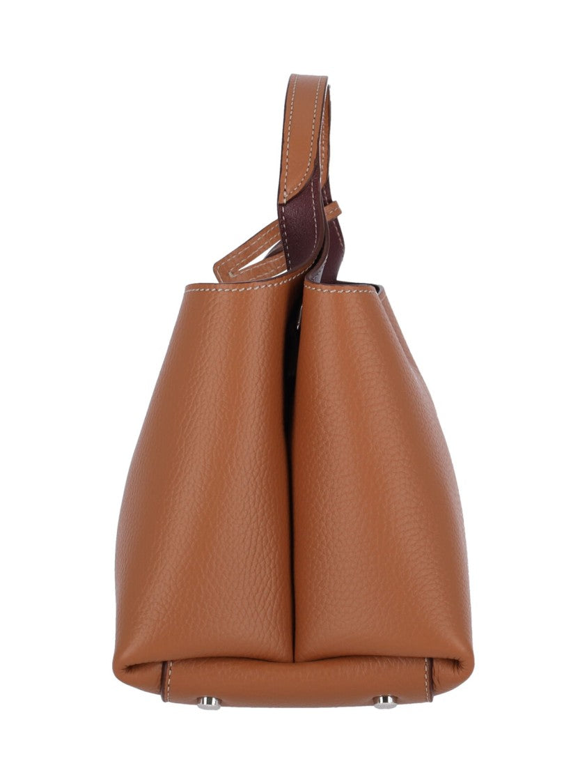 Tod's Structured Brown Hammered Calf Leather Shoulder Bag