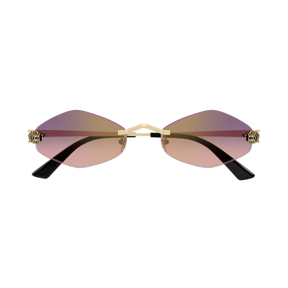 Cartier Rimless Hexagonal Gradient Sunglasses With Panther Motif