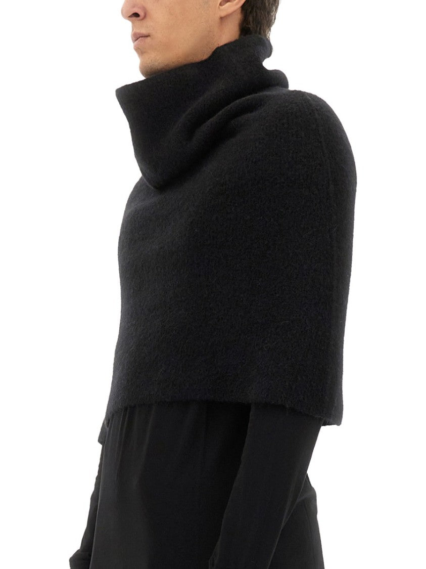 Rick Owens Knitted Cape With Soft Textured Fabric