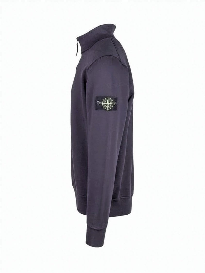 Stone Island Pullover With High Collar And Quarter-Zip Closure