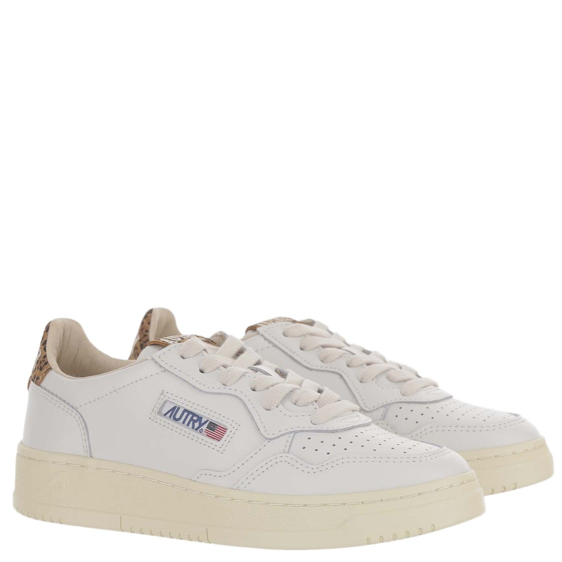 Autry Low-Top Leather Sneakers With Suede Heel Tab And Logo Accents