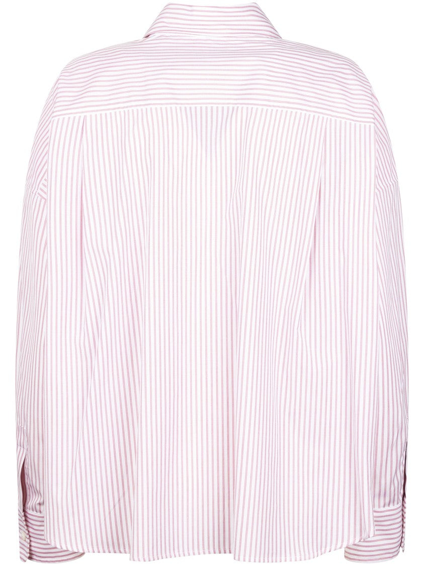 Max Mara Cropped Shirt With Vertical Pink