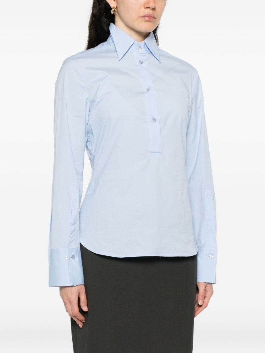 Semi Couture Fitted Light Blue Shirt With Classic Collar