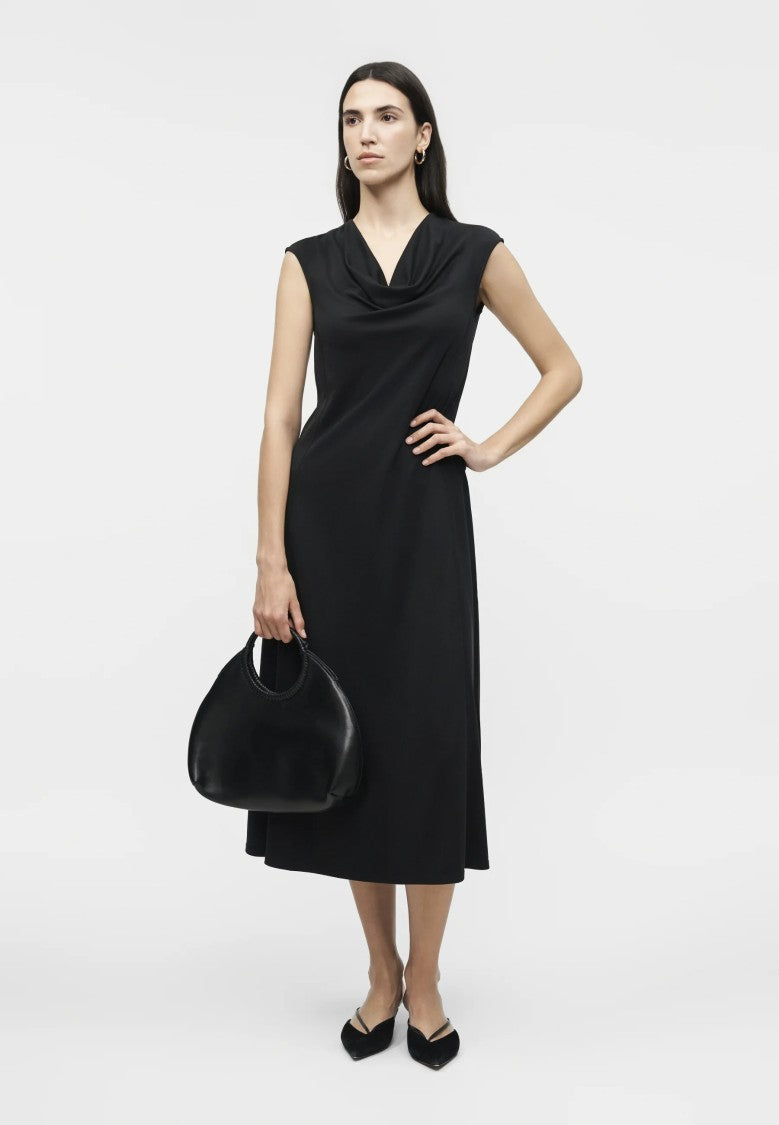 Max Mara A-Line Midi Dress With Draped Cowl Neckline