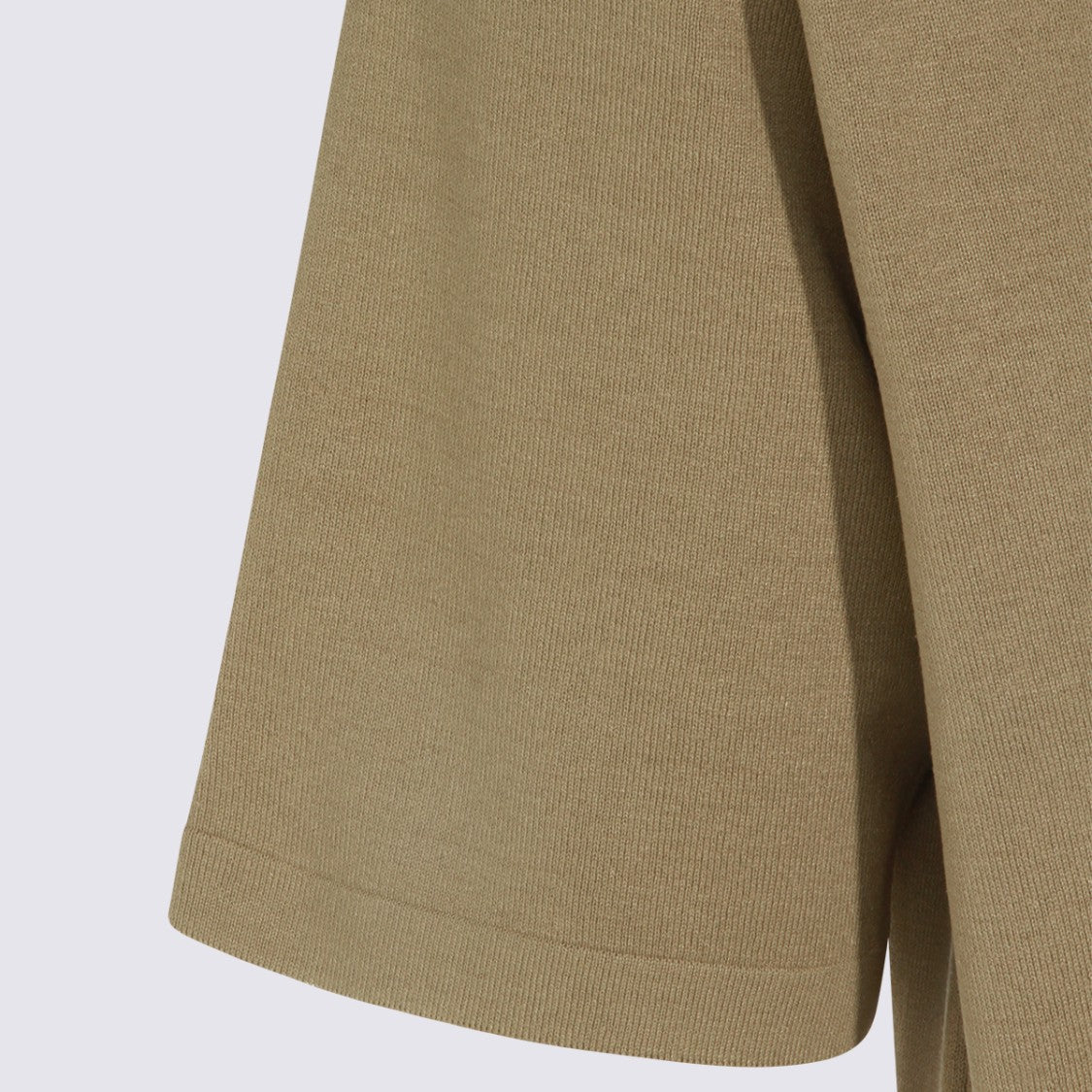Auralee Brown Ribbed Knit Short-Sleeved Shirt With Open Collar