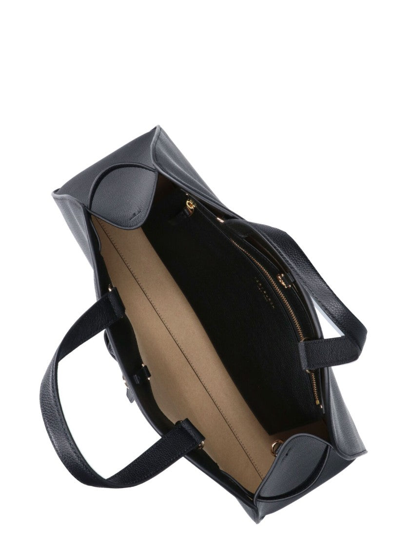 Tory Burch Black Romy Gold Accent Calfskin Handbag