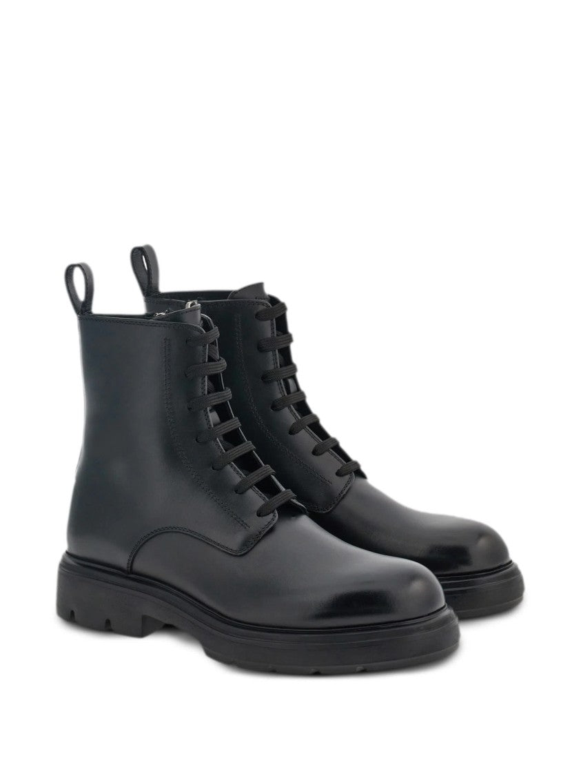 Salvatore Ferragamo Leather Dionne Lace-Up Rugged Ankle Boots