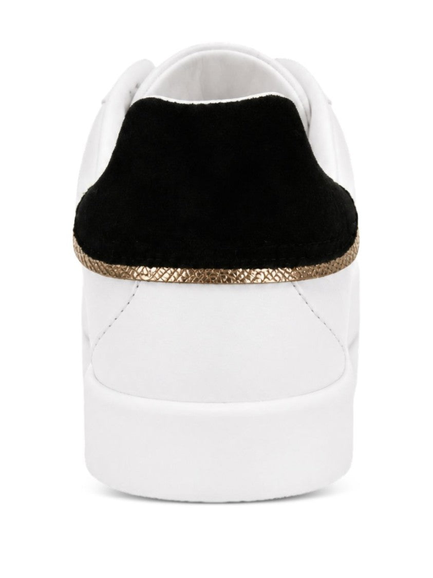 Dolce & Gabbana White Leather Black Suede Accent Sneakers
