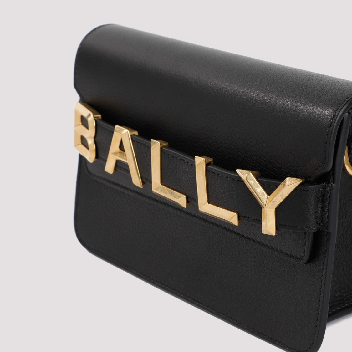 Bally Logo Crossbody Vernice Black Grained Calf Leather Shoulder Bag