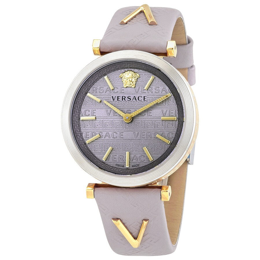 Versace Greca Logo 38Mm Women's Analog Watch With Blue Leather Strap