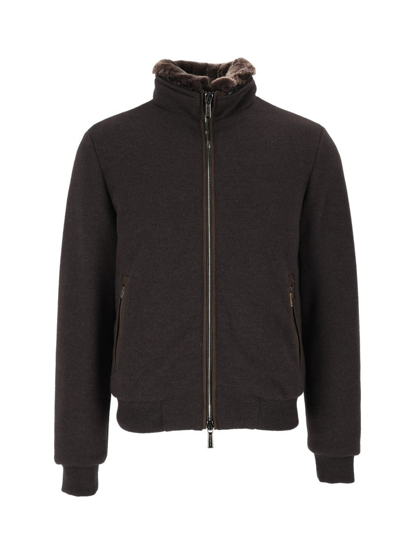 Moorer Brown Bellati-Mrw Wool-Blend Fur-Lined Jacket