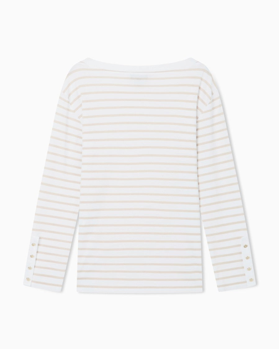 Emporio Armani Striped Modal Jersey Boat Neck Sweater