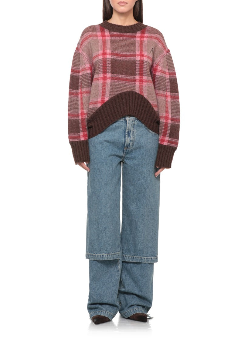 The Attico Check Embroidered Logo Jersey Sweater