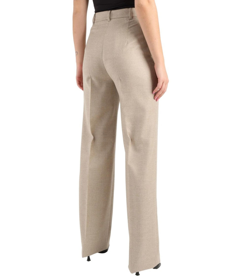 Max Mara Classic Beige Trousers With High Waist
