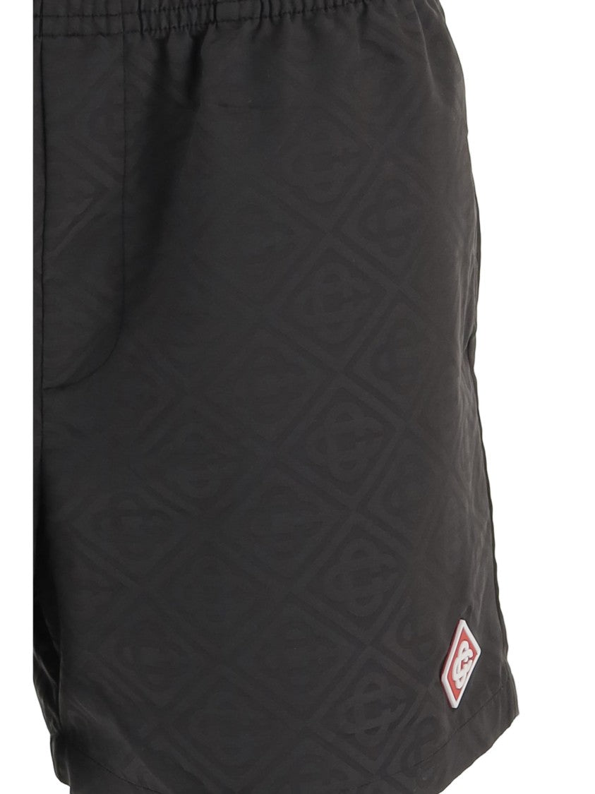 Casablanca Casual Black Shorts With Embossed Logo Detailing