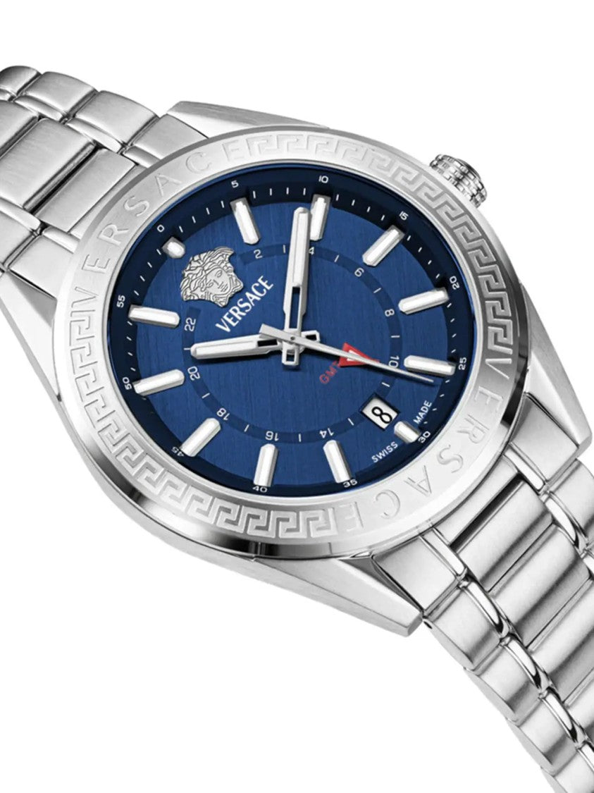 Versace Versace V-Code Gmt 42Mm Stainless Steel Watch