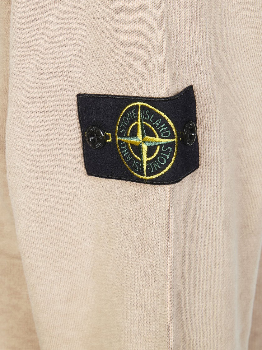 Stone Island Beige Compass Logo Crewneck Sweatshirt