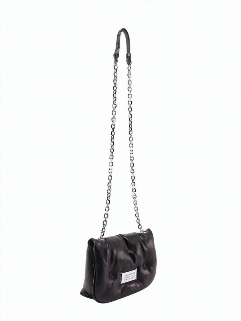 Maison Margiela Quilted Lambskin Shoulder Bag With Silver Chain Strap