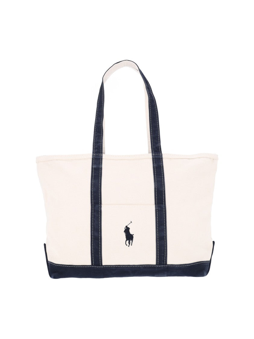 Polo Ralph Lauren Cream Canvas Big Pony Tote Bag