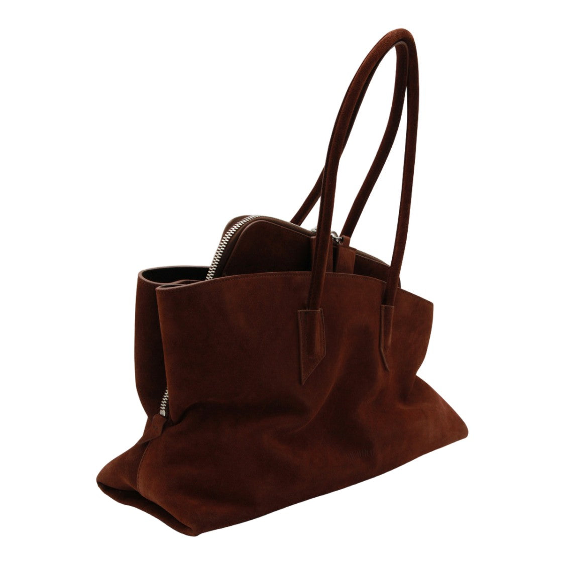 The Attico Soft-Structured Brown Suede Tote Bag