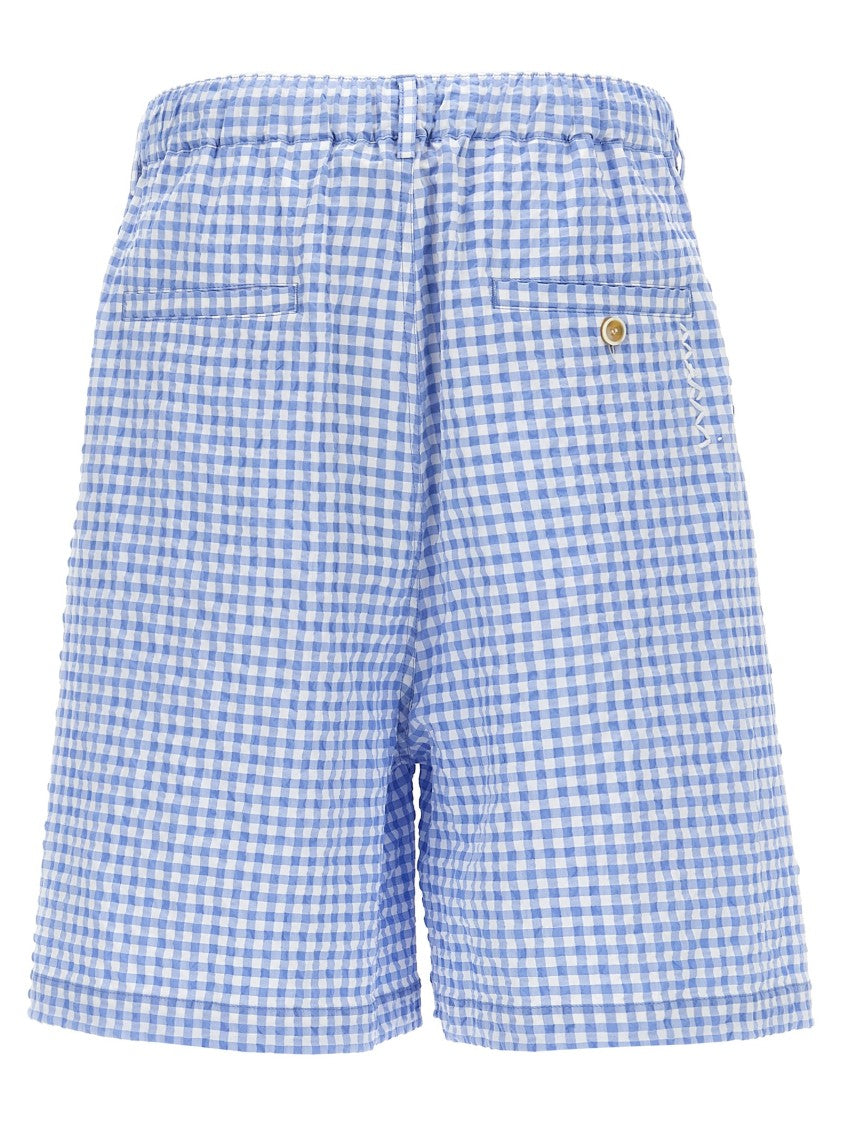 Marni Vichy Print Cotton Blend Bermuda Shorts
