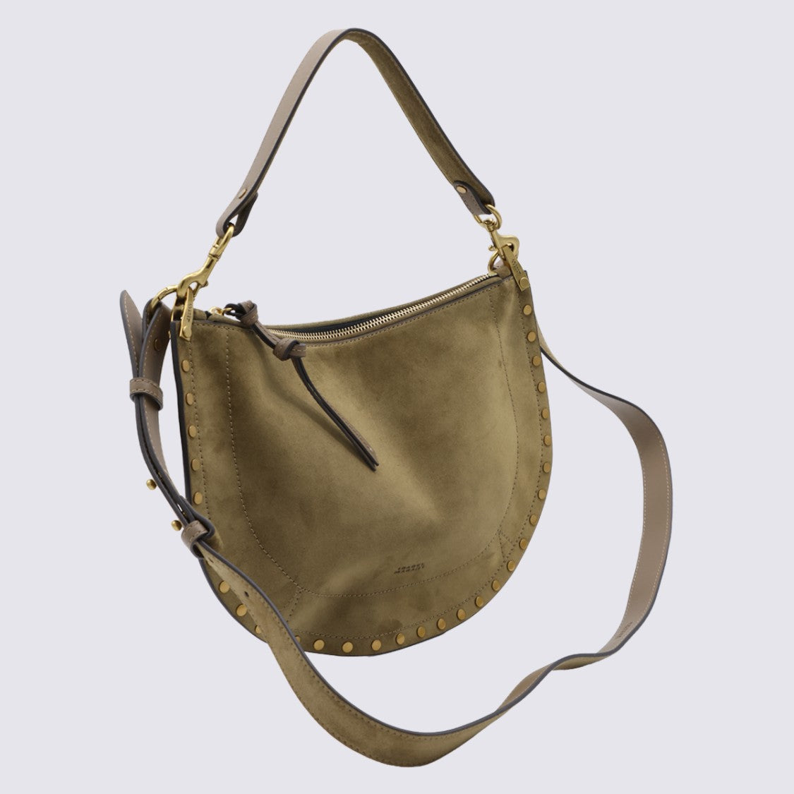 Isabel Marant Crescent-Shaped Suede Bag With Gold Studs And Dual Straps
