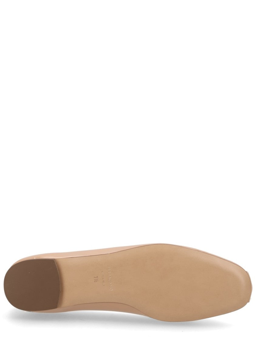 Ferragamo Gancini Calf Leather Glossy Flats