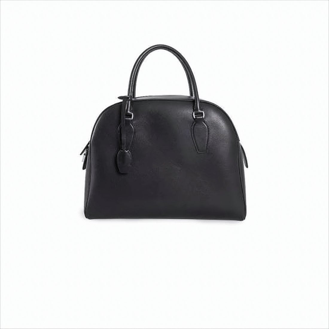 The Row Structured Black Calf Leather Tote Bag