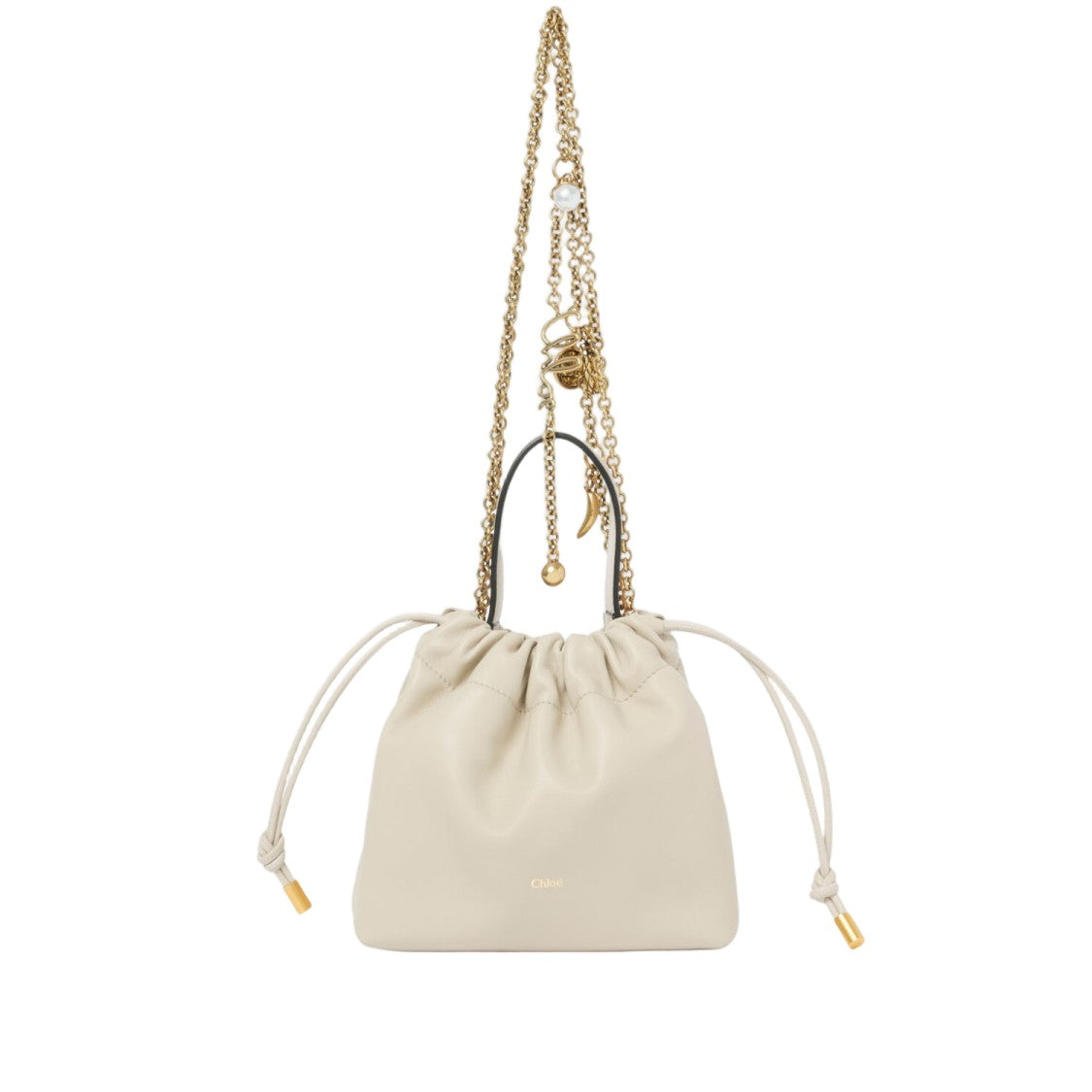 Chloé Drawstring Leather Bag With Decorative Charms