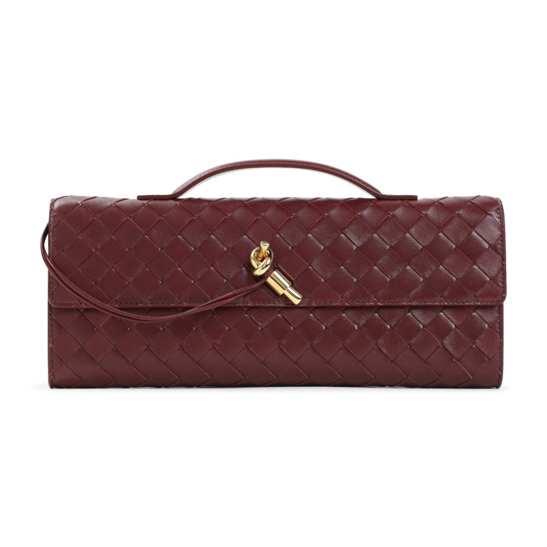 Bottega Veneta Fondant Long Intreccio Black Leather Clutch