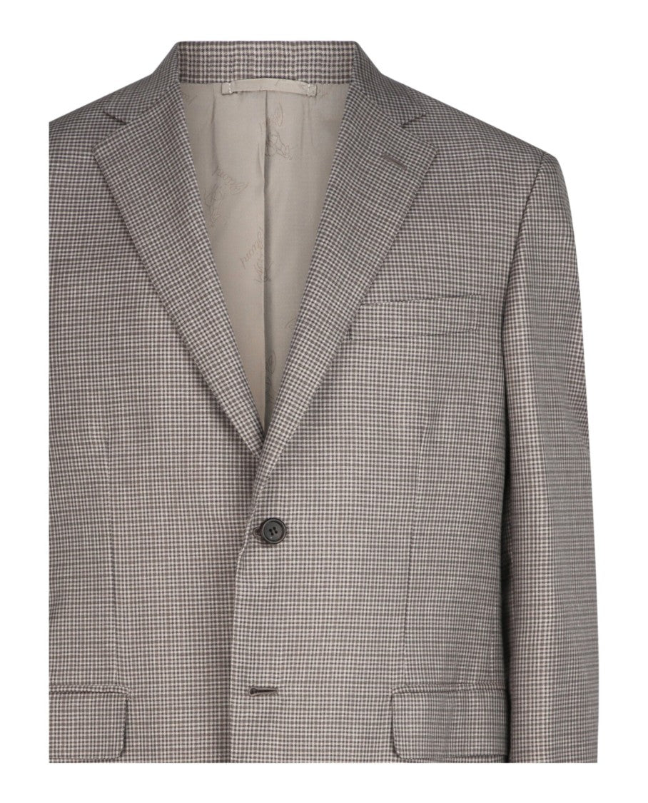 Brioni Houndstooth Single-Breasted Blazer With Notched Lapels And Tailored Fit
