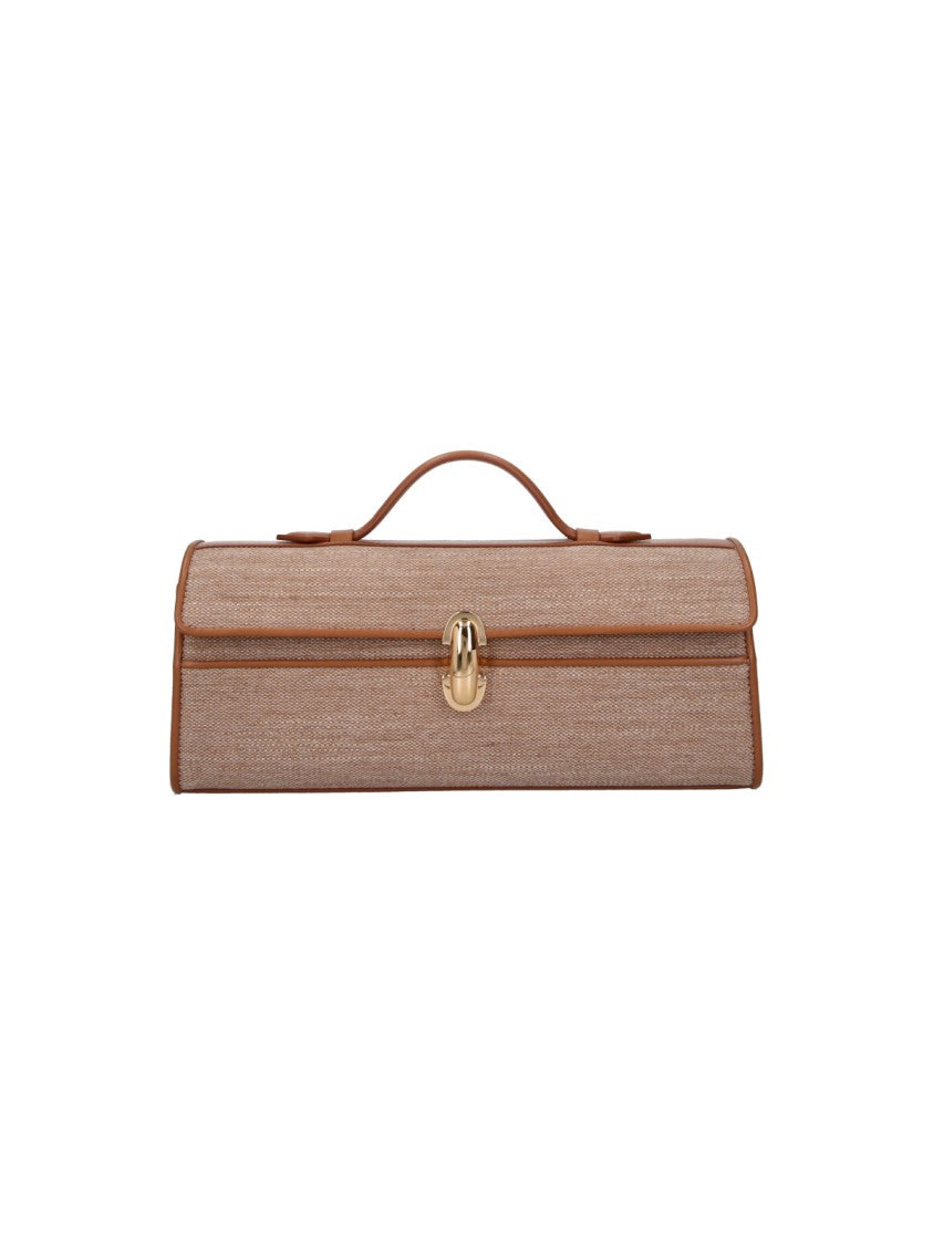 Savette Brown Fabric Slim Symmetry Clutch
