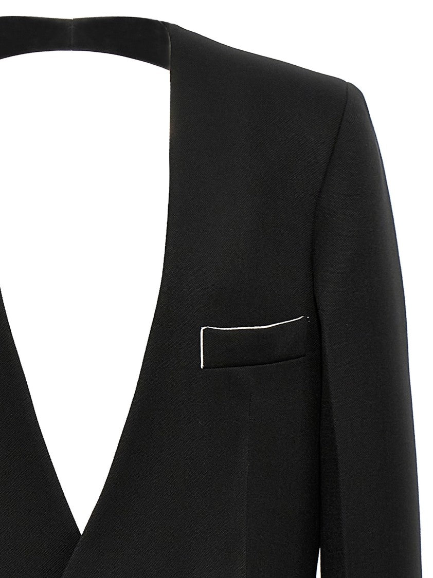 Victoria Beckham Shrunken Collarless Open-Back' Blazer