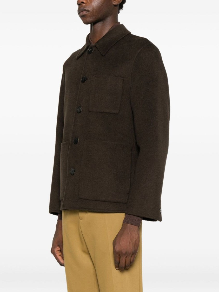Amaranto Brown Casual Jacket With Structured Collar