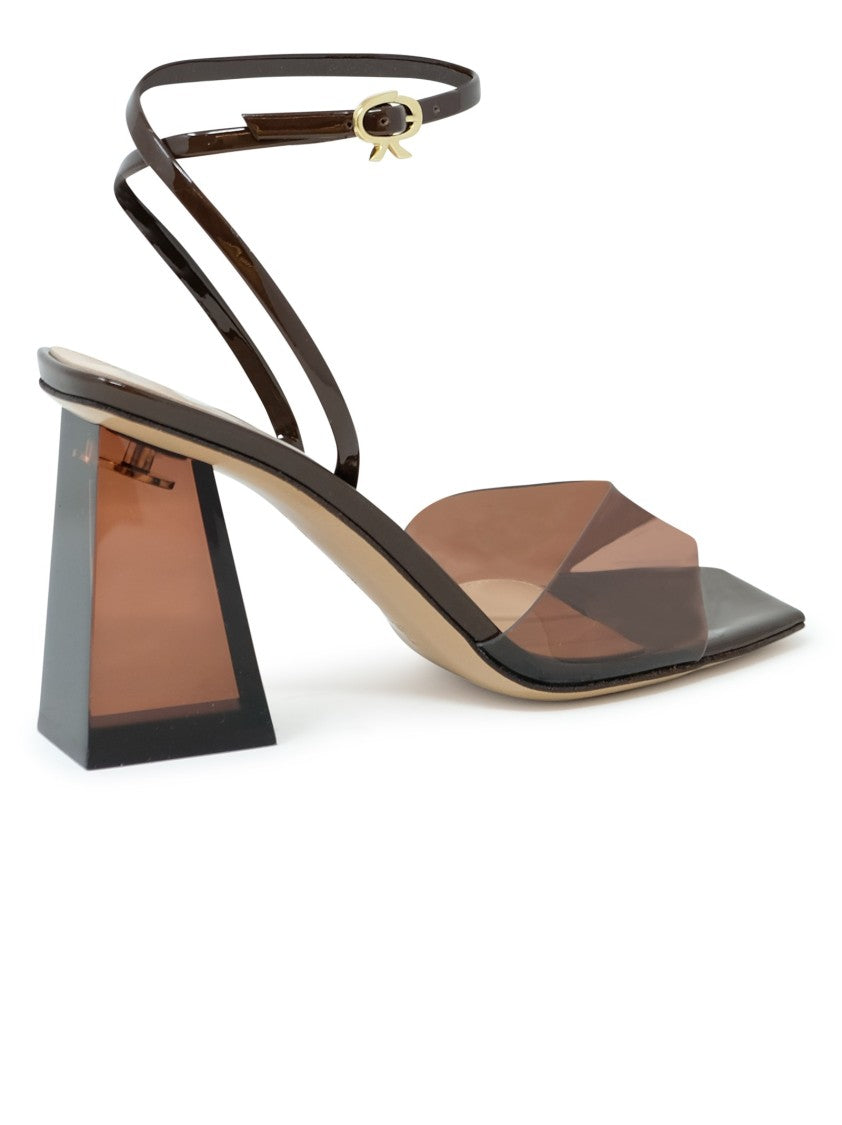 Gianvito Rossi Brown Glass Patent Leather Sandals