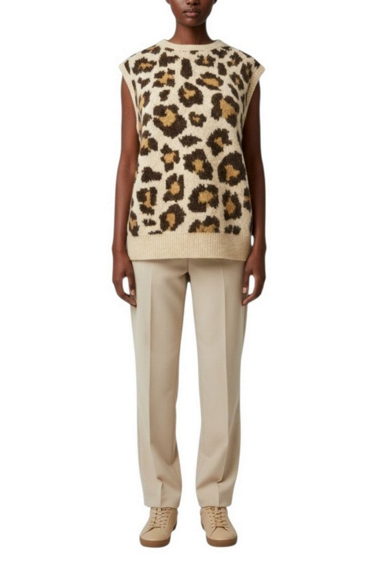 Mc2 Saint Barth Leopard Print Joey P Alpaca Vest